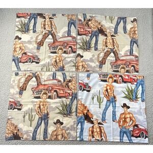 Vintage Alexander Henry Wranglers Pin-Ups Cloth Napkins